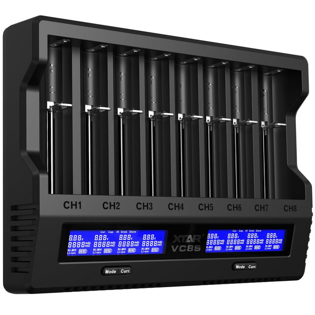 XTAR VC8S 18650 universaalne akulaadija USB-C kiirlaadija LCD-ekraaniga, mahtuvuse testi ja 8 laadimispesaga 1,2 V AA 21700 26650 laetavatele akudele – akulaadija (VC8S KT)