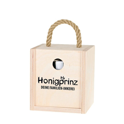 Honey Gift Set "Wooden Box with Cord" - 100% German Honey Honigprinz Family Beekeeping (1 x 250g)