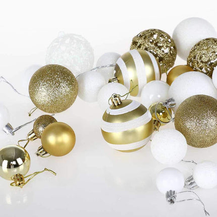 Bakaji Pack of 100 Christmas Baubles, Diameter 3/4/6 cm, Decoration for the Christmas Tree (White Gold)
