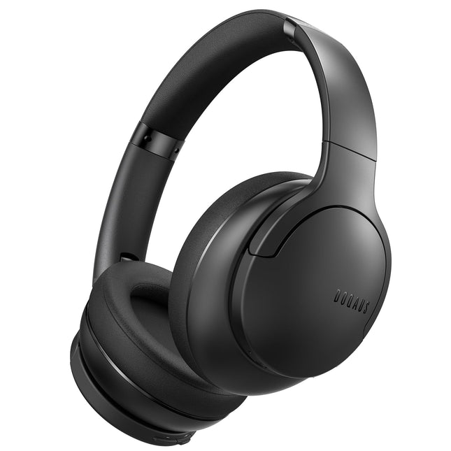 DOQAUS Bluetooth-kõrvaklapid kõrvaklappidega, 90-tunnised juhtmevabad Bluetooth-kõrvaklapid 3 EQ-režiimiga, HiFi stereo kokkupandavad juhtmevabad kõrvaklapid reisimiseks/kontorisse/mobiiltelefoni/arvuti jaoks - mustad