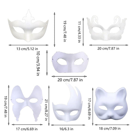 Isetegemise valge pabermask, 12 tükki värvitavaid pabermaske, maskiballi peomask, valge mask värvimata, isiksuse, loomingulise disaini, karnevali, rollimängu, cosplay jaoks