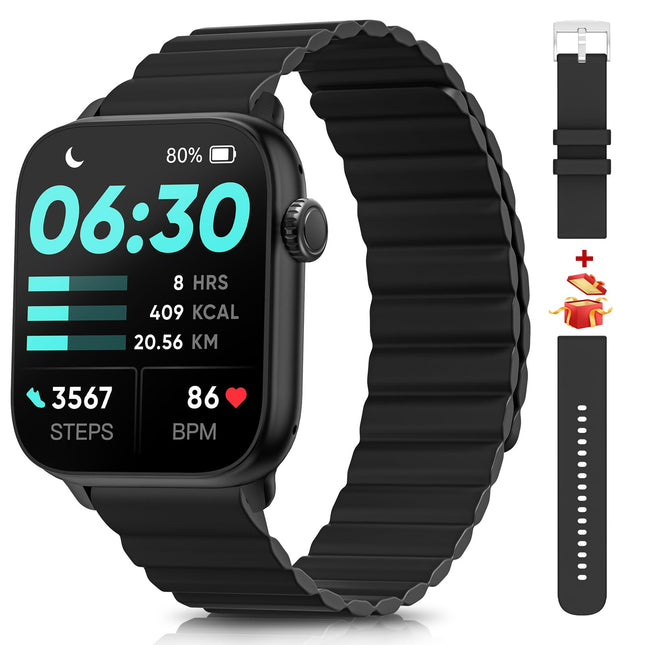 RUXINGX Smartwatch Women with Phone Function, 1.7 Inch Smart Watch with Heart Rate Monitor Sleep Monitor SpO2 Music Play Fitness Watch, Pedometer Watch Women Black