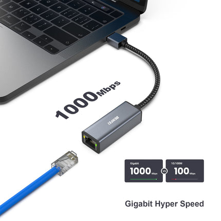 BENFEI USB Etherneti adapter 1000Mbps, 2 pakki USB-RJ45 gigabitise Etherneti LAN-võrguadapterit, mis ühildub MacBook Surface Pro sülearvutiga, millel on Windows 11/10/8.1/8/7/XP/Vista ja Mac OS