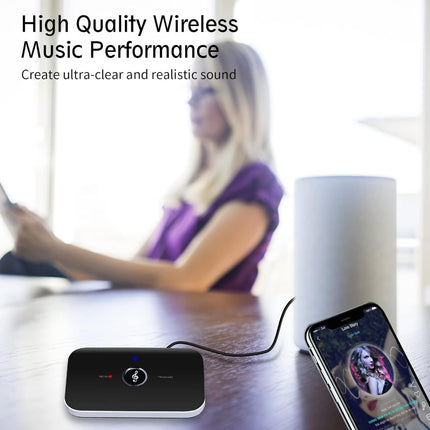 Ozvavzk Bluetooth Transmitter Receiver, 2-in-1 Bluetooth Audio Adapter Lossless-Level HiFi Receiver with RCA Cinch Aux 3.5mm R/L Cable for Car, TV, Headphones, Stereo System