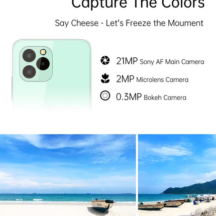 OUKITEL C21 Pro Telemovel Livre 11, Full-face design, 4 GB 64 GB, 256 GB SD, external, triple camera 21 MP, Dual SIM, 6.39 inch HD screen, digital printing, easy identification, Green