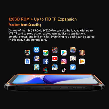 Lepinguvaba õuetelefon Blackview BV6200 PRO, 12GB+128GB (1TB laiendus), 13000mAh aku, 6.56'' HD+, ArcSoft® 13MP+8MP, Android 13 DUAL SIM IP68 MIL-STD-810H veekindel nutitelefon, roheline