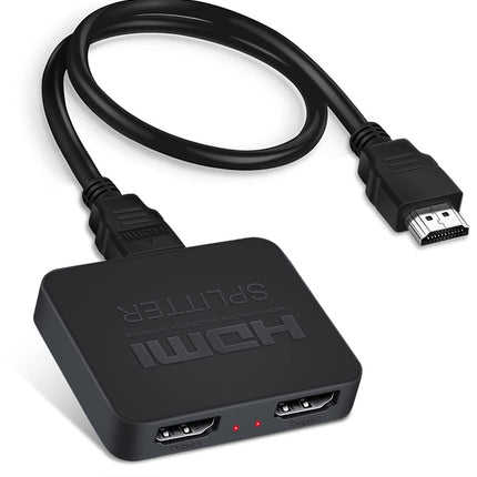 HDMI jaotur 1 sisend 2 väljundit samaaegselt 4K 60Hz, avedio links HDMI jaotur 1 sisend 2 väljundit kahe monitori jaoks【Ainult peegel, mitte pikendatav】Toetab HDMI2.0b, HDCP2.2, automaatset skaleerimist, Full HD 1080P 3D