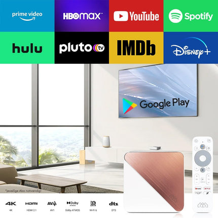 Nonic [Testi VÄGA HEA *] Homatics Box R 4K Plus Android TV Box - nutiteleri voogedastusvastuvõtja, Dolby Atmos, Google'i sertifitseeritud, Netflix 4K, Prime Video 4K, Disney+ 4K, gigabit, WiFi HDMI-kaabel