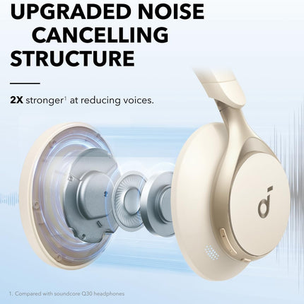 Soundcore by Anker, Space One juhtmevabad kõrvaklapid, aktiivne mürasummutus, 2x tugevam häälesummutus, 40 tundi mänguaega, rakendus, kõrglahutusega heli, Bluetooth 5.3 (kohvik latte) (uuendatud)
