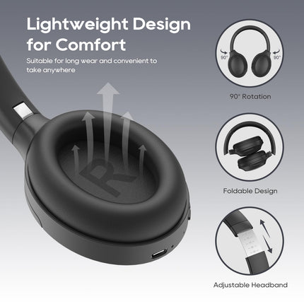 Srhythm NiceComfort 45 aktiivse mürasummutusega kõrvaklapid, traadita Bluetooth-kõrvaklapid läbipaistvusrežiimiga, 33-tunnine aku tööiga
