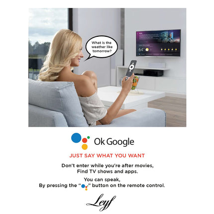 Leyf 4K Android TV Box originaallitsentsiga, mille on litsentseerinud Google LLC ja Netflix, Disney, Prime Video WiFi, Type-C, HDMI 2.1, USB 3.0, Ethernet, MicroSD/miniklaviatuur/nutiterv, Chromecast, YouTube