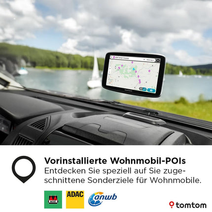TomTom Camper Navi GO Camper Tour 2. põlvkond (6-tolline ekraan matkaautode ja haagissuvilate huvipunktidega, Wi-Fi uuendused, TomTom Traffic, Euroopa kaardid, dünaamiline sõiduraja abiline)