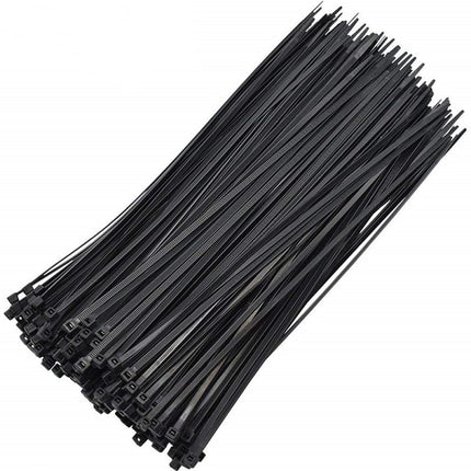 Cable Ties, Black, 100 Pack, 300 mm x 3.6 mm, 18 kg Tensile Strength, UV-Resistant, Nylon Plastic, Self-Locking, Large, Heavy-Duty, Cable Wrap for Tidy Wires, Home, Workshop
