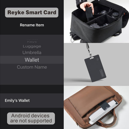 Reyke Slim Wallet jälgimiskaart, laetav rahakotiotsija, IP68 veekindel, töötab Apple Find My'ga (ainult iOS), pagasisiltide, mobiiltelefonide ja passide korraldaja.