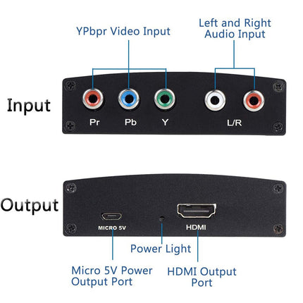 Nicoone YPbPr-HDMI-ühilduv komponendi-HDMI-ühilduv video-audio adapter DVD-mängukonsooli ja HDTV-monitori vahel