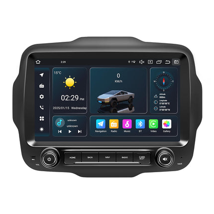Autoraadio stereo Jeep Renegade'ile 2015 2016 2017 2018 2019 2020, Android 14, GPS, navigatsioon, 9" HD IPS QLED 720 * 1280P puuteekraan, sisseehitatud automaatne esitamine, Carplay, 4G LTE, Bluetooth 5.0 DSP SWC (4+64GB)