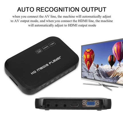 VBESTLIFE 1080P videopleier HDMI VGA, meediapleier multimeediapleier USB-mälupulgahoidjaga, 2,5T kõvaketas, SD-kaardi tugi MKV, MOV, AVI, M2TS, TP, TRP, IFO,