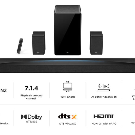 TCL Q85H 7.1.4-kanaliline RayDanz Technology heliriba juhtmevaba subwooferi ja kõlaritega