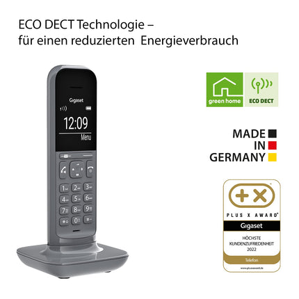 Gigaset CL390HX - Disain DECT-telefonitoru laadimisalusega - Fritzbox-ühilduv - Juhtmeta telefon ruuteri ja DECT-aluse jaoks - 2 akustilist profiili, hall [Saksa versioon] [Ilma aluseta]