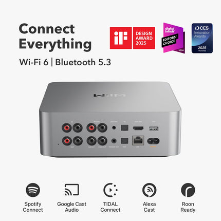 WiiM Ultra Music Streamer &amp; Digital Preamplifier | 3.5" Touchscreen, Compatible with Google Cast &amp; Alexa, Streams Spotify, Amazon Music, Tidal | HDMI ARC, Phono Input, Headphone Output | Silver
