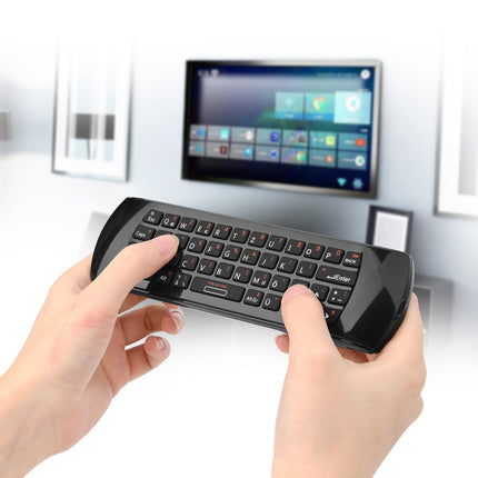 Rii Air Mouse with 6-Axis Gyroscope, Wireless Keyboard and Mouse Set, Rechargeable, Universal Remote Control for HTPC/TV Box, PC Remote Control with IR Learning Function, QWERTZ, 2.4GHz, Black
