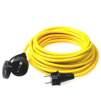 as - Schwabe extension cable 15 m – 230 V, 16 A earthed plug – outdoor power extension cable – extension for outdoor use – K35 AT-N07V3V3-F 3G1.5 – IP44 – Made in Germany, yellow, 60353