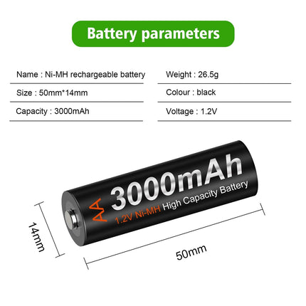 CITYORK AA laetavad patareid 16 tk, 3000mAh Mignon AA patarei suure mahutavusega päikesepatareiga, NI-MH 1.2V eellaetud madala isetühjenemisega ja päikeselampide hoiustamisega