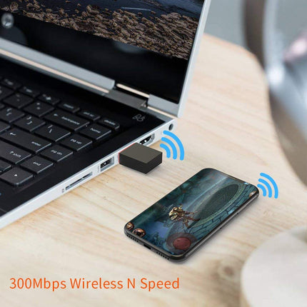Tenda U3 WiFi USB Adapter, Mini Size USB Stick (300 Mbps, AP Mode, Compatible with Windows 11/10/8.1/8/7/XP, Mac OS 10.7-10.12, Linux) Black