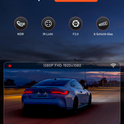 Bestsee 1080P autokaamera esi-, taga- ja sisemusest 64 GB SD-kaardiga, parkimiskaamera, liikumistuvastus, infrapunane öönägemine, G-andur, tsükkelsalvestus, WDR, vaatenurk (170°+150°+150°)