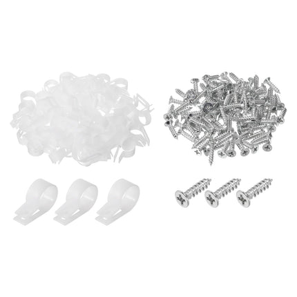 QUARKZMAN R-Type Cable Clip Wire Clamp, 19mm 0.75 inch Nylon Screw Fastening Cable Tie Clips with Screws White for Cable Management Pack of 200