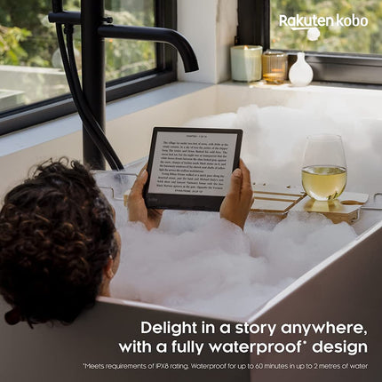 Kobo Sage | eReader | Anti-glare 8-inch HD touchscreen | Waterproof | Adjustable brightness and color temperature | Blue light reduction | Bluetooth | Wi-Fi | 32GB storage | Carta E Ink technology