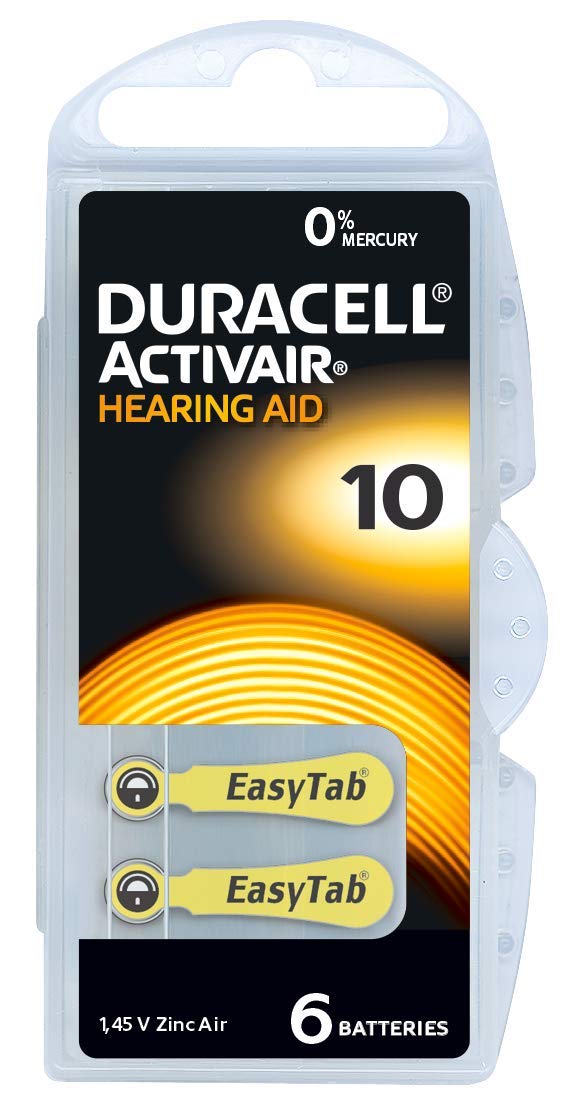 Duracell Activair suurus 10 (kollane sakk) kuuldeaparaadi patarei x60 (10 pakki kuue elemendiga)