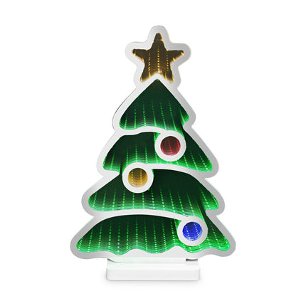 Idena 30550 - LED Infinity Mirror Christmas Tree, approx. 13 x 5.5 x 22 cm, decorative lamp with 80 SMD LEDs and 3D effect, Christmas decoration for indoors, battery-operated