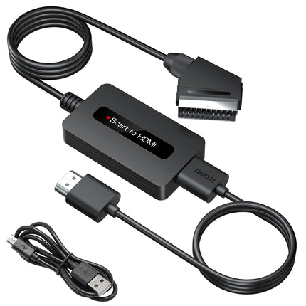 SUNNATCH Scart to HDMI Converter with HDMI Cable and Scart Cable, Male Scart to HDMI Adapter