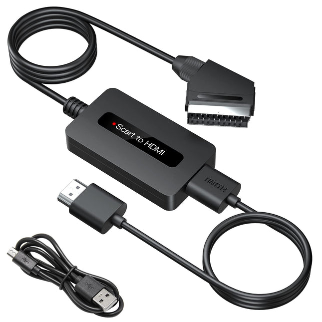 SUNNATCH Scart to HDMI Converter with HDMI Cable and Scart Cable, Male Scart to HDMI Adapter