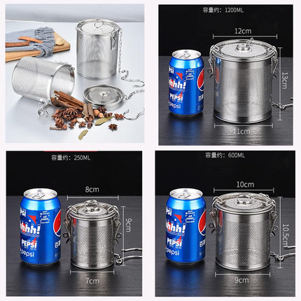 Stainless steel spice filter, stainless steel 304 tea filter, tea filter ball filter with carrying chain and hook, suitable for all types of cups and teapots (1 piece 8 * 9cm)