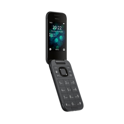 Nokia 2660 Flip lukustamata, 2,8-tolline ekraan, suured klahvid, suurepärane heli, suumiga kasutajaliides, hädaabinupp, pöörlev kõnehaldusfunktsioon, tagumine kaamera - must