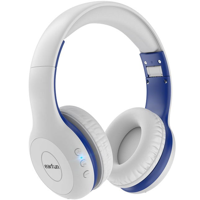 EarFun Bluetooth kõrvaklapid lastele, 85/94dB helitugevuse reguleerimine, HiFi heli, HD mikrofon, 40 tundi aku tööiga, kokkupandavad, reguleeritavad, juhtmevabad Bluetooth kõrvaklapid lastele kooli/reisimiseks/arvuti jaoks, valged