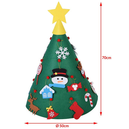 BAKAJI Christmas tree for children made of felt with 15 Christmas decorations + comet star Applicable size 70 x 50 cm Color green Decoration Christmas toy children's room