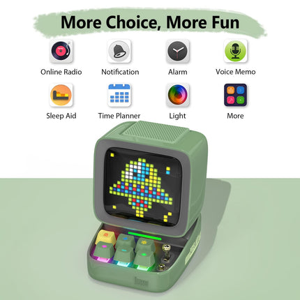 Divoom Ditoo Pixel Art LED kaasaskantav Bluetooth kõlar, 256 programmeeritavat LED-paneeli peovalgustusega, nutikas digitaalne lauakell, mängumuusikakarp, mis toetab TF-kaarti ja raadiot