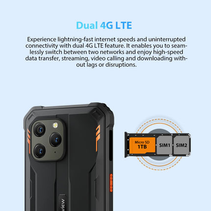Blackview lepinguta õues kasutatav nutitelefon BV5300, ArcSoft® 13MP+5MP, 4GB+32GB (1TB laiendus), 3 kaardipesa, Android 12 DUAL SIM IP68 veekindel nutitelefon, 6.1'' HD+, 6580mAh aku, GPS must