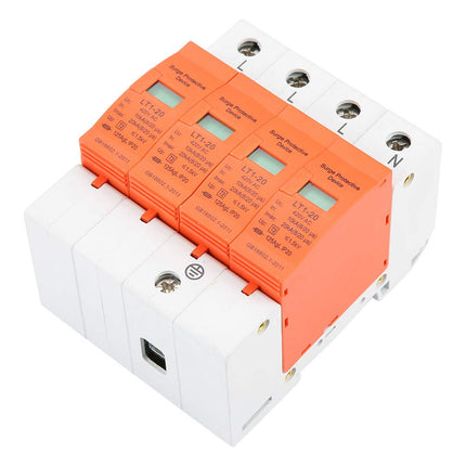 Surge protector 1 pc fire retardant 20KA 4P AC 420V low voltage breaker on DIN rail for lightning protection level C and D