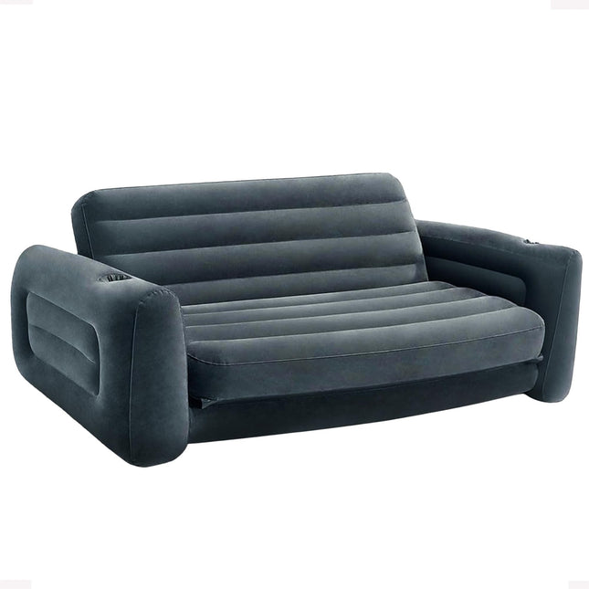 Intex täispuhutav matkadiivan, kaheinimesevoodi, väljatõmmatav futondiivan 3 kiire täite- ja tühjendusventiiliga, 203,2 x 231,14 x 66,04 cm, antratsiithall