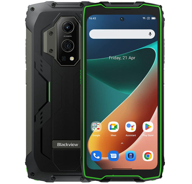 Blackview BV9300 lepinguta õues kasutatav nutitelefon (100LM taskulamp), 15080mAh aku, Helio G99 21GB+256GB, 6,7'' 120Hz 2.3K ekraan, 50MP kaamera, IP68 Android 12 veekindel nutitelefon, GPS NFC roheline