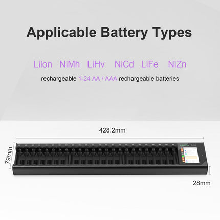 LIMETA R24 24 pesaga nutikas laadija laetavatele akudele AA AAA universaalne USB Type-C LCD-ekraan toetab liitiumioonakusid ja liitium-vesinikpatareisid