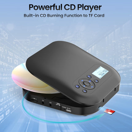 Portable CD Player with Bluetooth, NEW Rechargeable Discman CD Player for Car with FM, Two Stereo Speakers, Anti-Skip, Two Headphone Jacks, for Gift, Home