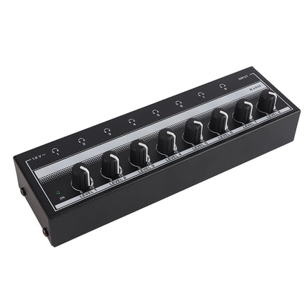 Headphone Amplifier 8-Channel, Portable Metal Stereo Amplifier Mini Headphone Amplifier for Studio and Stage 100 to 240 V
