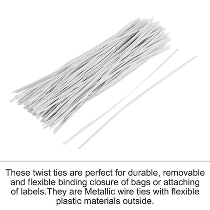 sourcing map Nose clip metal clip coated wire cable ties cable ties 130 pieces 150mm x 2mm flexible wire white
