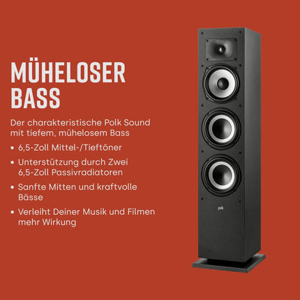 Polk Audio Monitor MXT60 kompaktne põrandakõlar, HiFi ja kodukino kõlar, Hi-Res sertifitseeritud, Dolby Atmos ja DTS:X ühilduv (tükk), must
