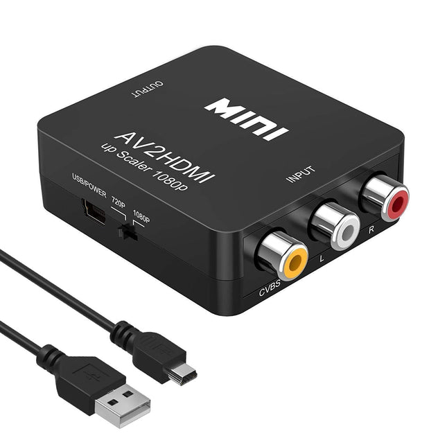 Amtake RCA-HDMI muundur, 1080P RCA komposiit CVBS AV-HDMI video-audio muunduri adapter PS2, Wii, Xbox SNES, N64 VHS VCR, kaamera ja DVD jaoks, toetab PAL/NTSC-d USB-toitekaabliga